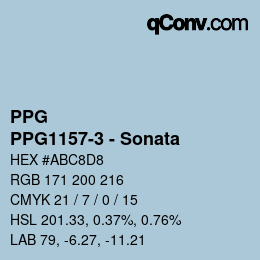 カラーコード: PPG - PPG1157-3 - Sonata | qconv.com