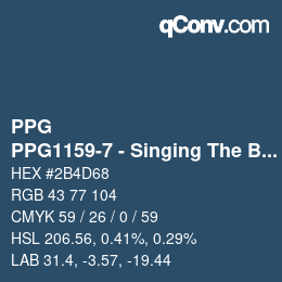 カラーコード: PPG - PPG1159-7 - Singing The Blues | qconv.com