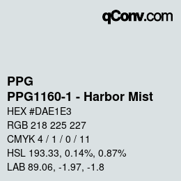 Código de color: PPG - PPG1160-1 - Harbor Mist | qconv.com