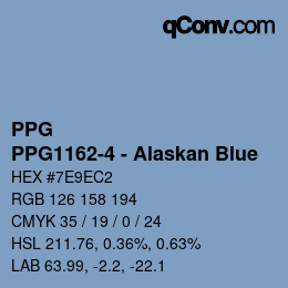 Color code: PPG - PPG1162-4 - Alaskan Blue | qconv.com