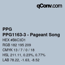 Color code: PPG - PPG1163-3 - Pageant Song | qconv.com
