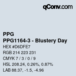 カラーコード: PPG - PPG1164-3 - Blustery Day | qconv.com
