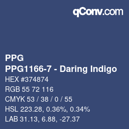 カラーコード: PPG - PPG1166-7 - Daring Indigo | qconv.com