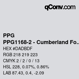 Color code: PPG - PPG1168-2 - Cumberland Fog | qconv.com