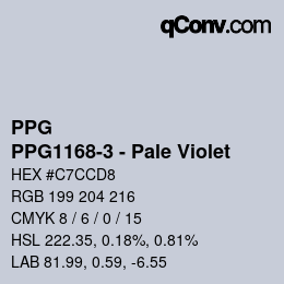 カラーコード: PPG - PPG1168-3 - Pale Violet | qconv.com