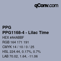 Color code: PPG - PPG1168-4 - Lilac Time | qconv.com