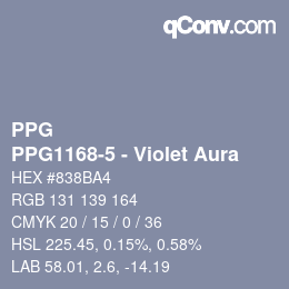 Color code: PPG - PPG1168-5 - Violet Aura | qconv.com