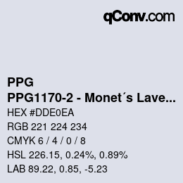 Color code: PPG - PPG1170-2 - Monet´s Lavender | qconv.com