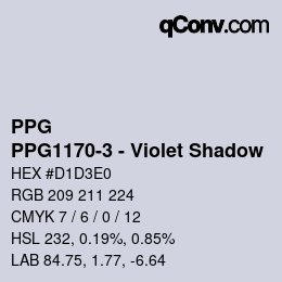 カラーコード: PPG - PPG1170-3 - Violet Shadow | qconv.com