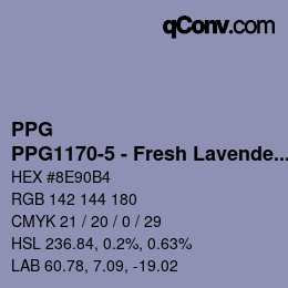 Color code: PPG - PPG1170-5 - Fresh Lavender | qconv.com