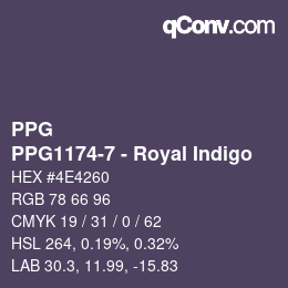 カラーコード: PPG - PPG1174-7 - Royal Indigo | qconv.com