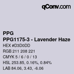 Color code: PPG - PPG1175-3 - Lavender Haze | qconv.com