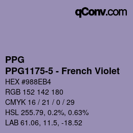 Color code: PPG - PPG1175-5 - French Violet | qconv.com