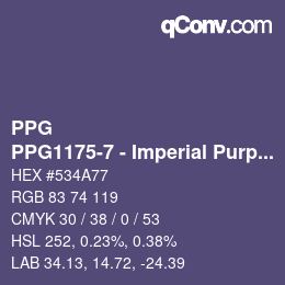 Color code: PPG - PPG1175-7 - Imperial Purple | qconv.com