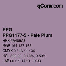 Color code: PPG - PPG1177-5 - Pale Plum | qconv.com