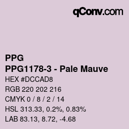 Code couleur: PPG - PPG1178-3 - Pale Mauve | qconv.com