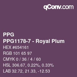 カラーコード: PPG - PPG1178-7 - Royal Plum | qconv.com