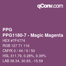 カラーコード: PPG - PPG1180-7 - Magic Magenta | qconv.com