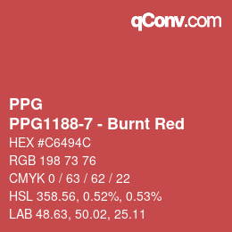 Color code: PPG - PPG1188-7 - Burnt Red | qconv.com