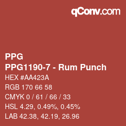 カラーコード: PPG - PPG1190-7 - Rum Punch | qconv.com