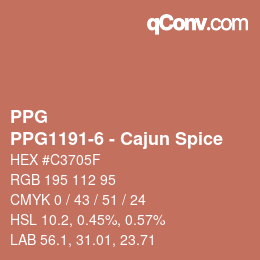 Color code: PPG - PPG1191-6 - Cajun Spice | qconv.com