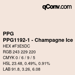 Color code: PPG - PPG1192-1 - Champagne Ice | qconv.com