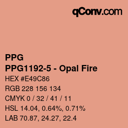カラーコード: PPG - PPG1192-5 - Opal Fire | qconv.com