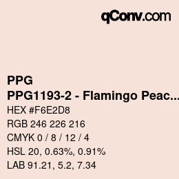 カラーコード: PPG - PPG1193-2 - Flamingo Peach | qconv.com