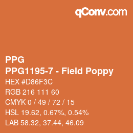 Color code: PPG - PPG1195-7 - Field Poppy | qconv.com