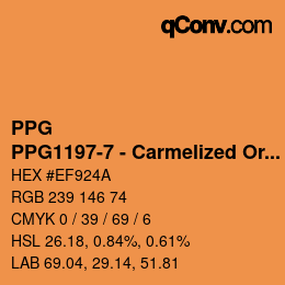 Color code: PPG - PPG1197-7 - Carmelized Orange | qconv.com