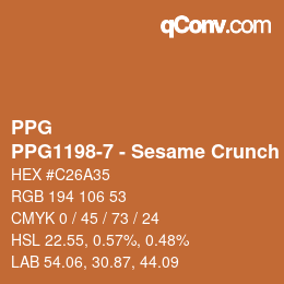 カラーコード: PPG - PPG1198-7 - Sesame Crunch | qconv.com