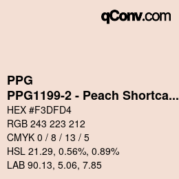 カラーコード: PPG - PPG1199-2 - Peach Shortcake | qconv.com