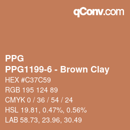 カラーコード: PPG - PPG1199-6 - Brown Clay | qconv.com