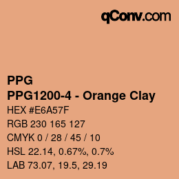 Color code: PPG - PPG1200-4 - Orange Clay | qconv.com