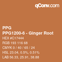 Color code: PPG - PPG1200-6 - Ginger Root | qconv.com