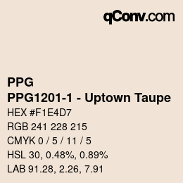 カラーコード: PPG - PPG1201-1 - Uptown Taupe | qconv.com