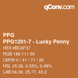 Color code: PPG - PPG1201-7 - Lucky Penny | qconv.com