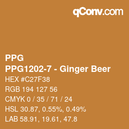 カラーコード: PPG - PPG1202-7 - Ginger Beer | qconv.com