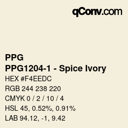 Color code: PPG - PPG1204-1 - Spice Ivory | qconv.com