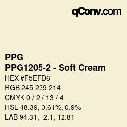 カラーコード: PPG - PPG1205-2 - Soft Cream | qconv.com