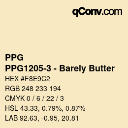 Code couleur: PPG - PPG1205-3 - Barely Butter | qconv.com