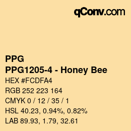 カラーコード: PPG - PPG1205-4 - Honey Bee | qconv.com