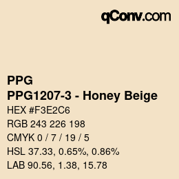カラーコード: PPG - PPG1207-3 - Honey Beige | qconv.com