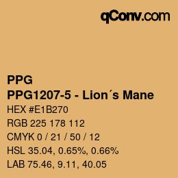Farbcode: PPG - PPG1207-5 - Lion´s Mane | qconv.com