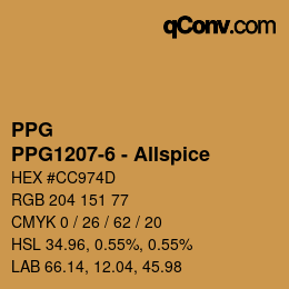 Color code: PPG - PPG1207-6 - Allspice | qconv.com