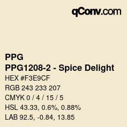 Color code: PPG - PPG1208-2 - Spice Delight | qconv.com