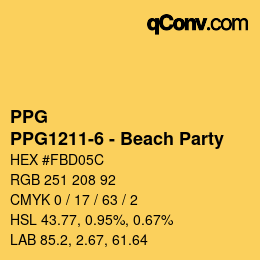 Color code: PPG - PPG1211-6 - Beach Party | qconv.com