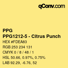 Color code: PPG - PPG1212-5 - Citrus Punch | qconv.com