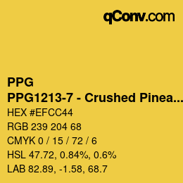 カラーコード: PPG - PPG1213-7 - Crushed Pineapple | qconv.com
