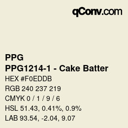 Color code: PPG - PPG1214-1 - Cake Batter | qconv.com